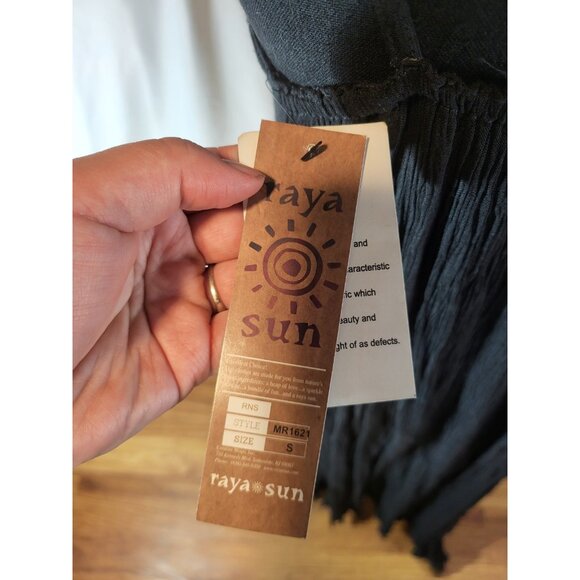 NWT Raya Sun Black Lace Ruffle Size S Midi Dress - Picture 7 of 7